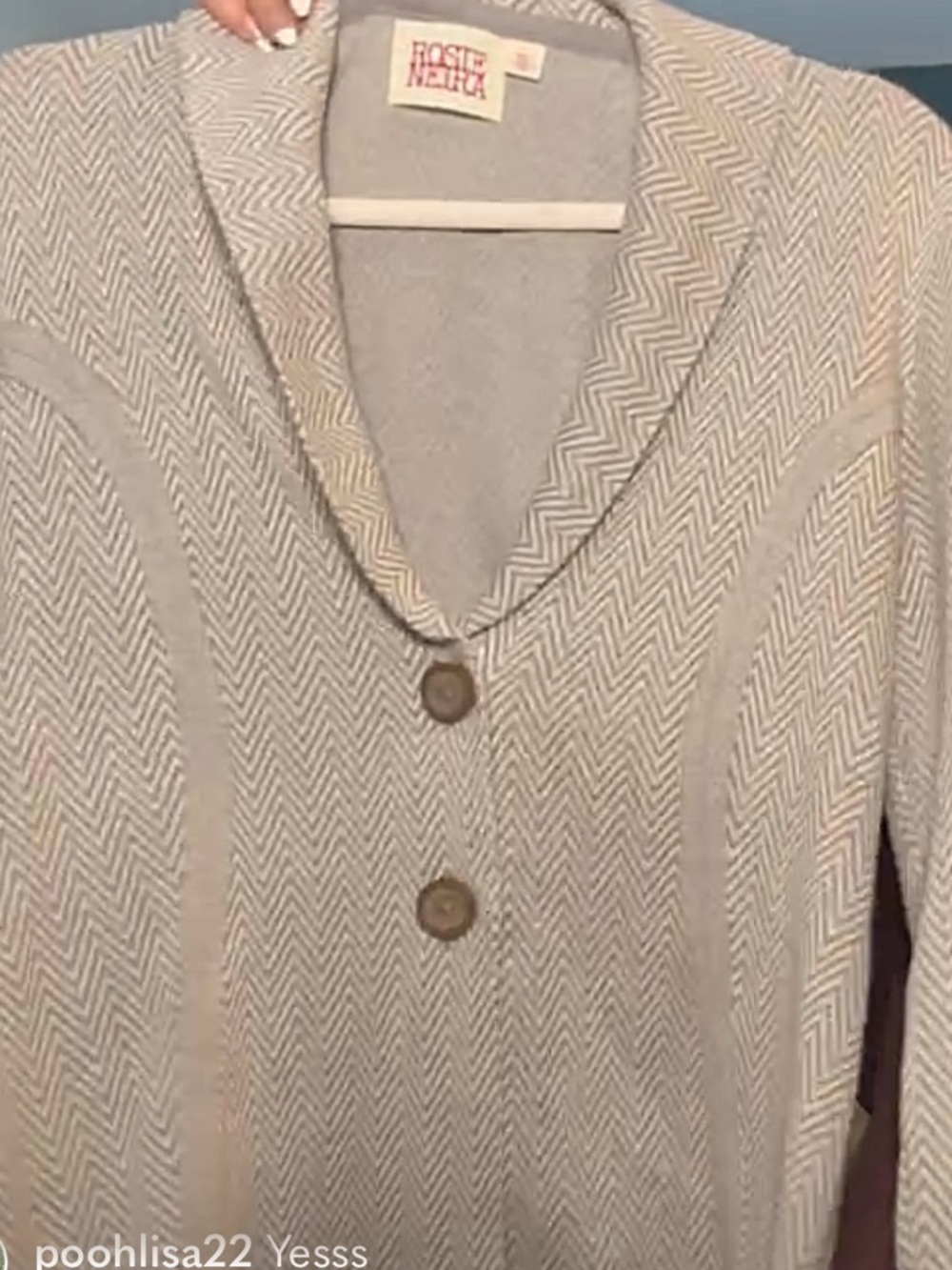 Anthropologie Rose Neira Gray Stripe 88% Cotton Cardigan & Linen Blazer  Size L - Picture 2 of 2